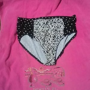 Catalina Black and White Patterned High-Waist Bikini Bottoms